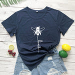 Cotton T Shirt Bee Kind Print Women Short Sleeve O Neck Loose Tshirt 2020 Summer Tee Shirt Tops