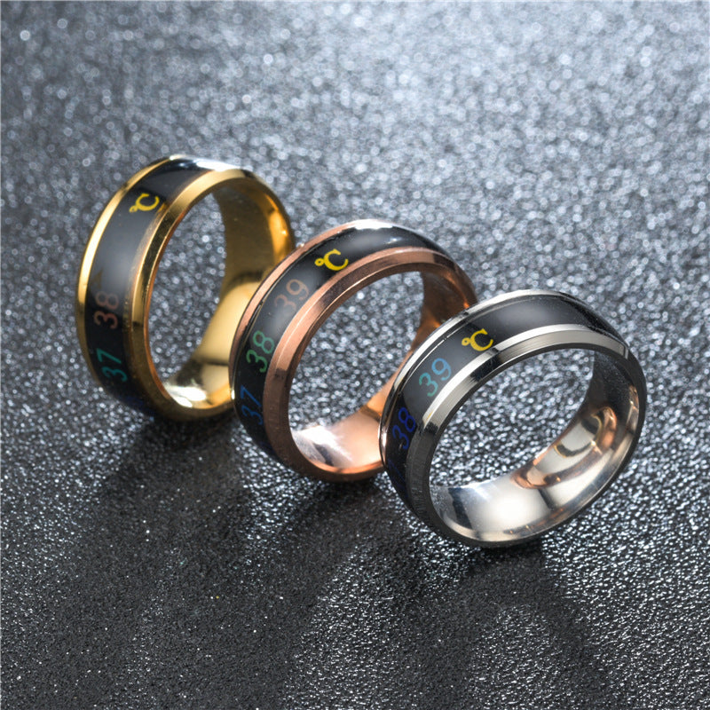 Temperature Ring Titanium Steel Mood Emotion Feeling Intelligent Temperature Sensitive Rings for Women Men Waterproof Jewelry - Trend Catalog - 