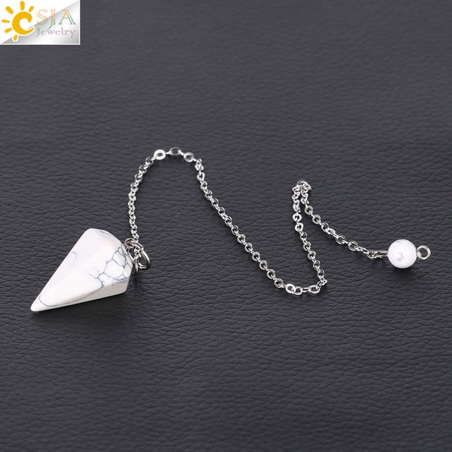 CSJA Small Size Reiki Pendulum Natural Stone Amulet Healing Crystal Pendant Meditation Hexagonal Pendulums