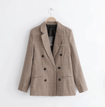 Double breasted short plaid women blazer Long sleeve pocket tweed ladies blazer/jacket.  Winter jacket office suit female - Trend Catalog