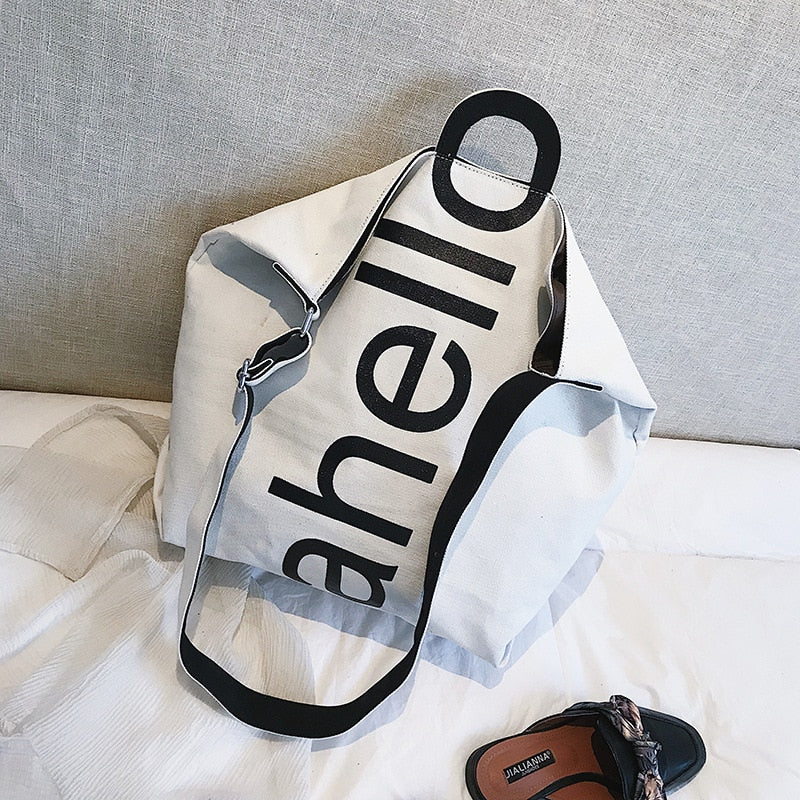 Canvas Women's Fashion Letters Portable Tote Bag Broadband Wild Large Capacity Handbag