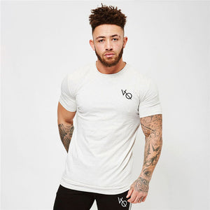 Sport T Shirt Men Cotton O-Neck Gym Training T shirt men Elastic tight Running T shirt Sport Bodybuilding Fitness shirt