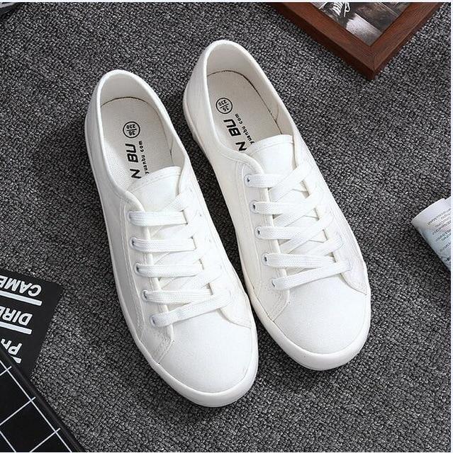 White Canvas Shoes Sports Tennis Women Shoes Autumn Flat Oxford Shoes Woman Female Wild Literary Shoes - Trend Catalog