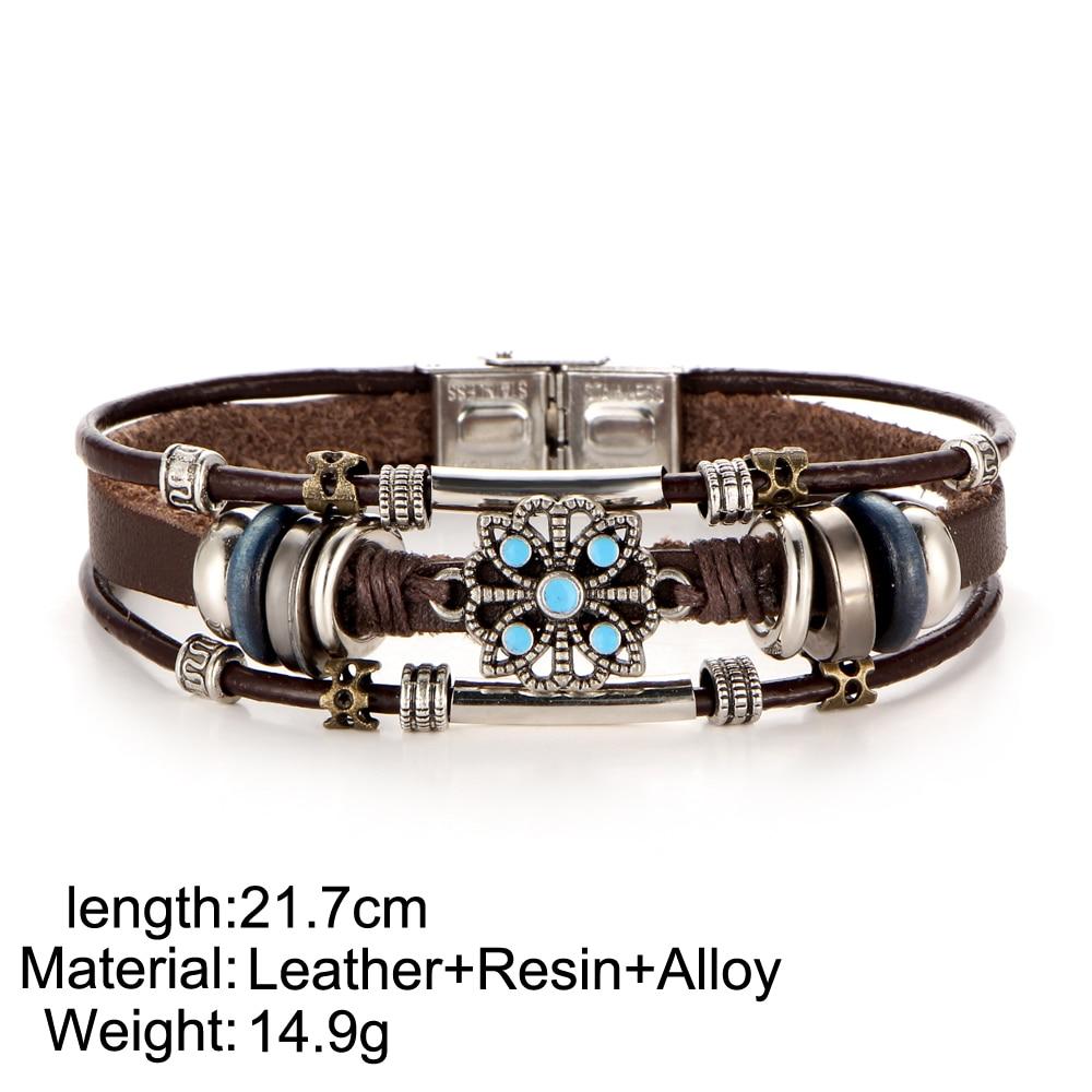 Vintage Flower Bracelets & Bangle Boho Multiple Layers Leather Bracelet Handmade Female Punk Jewelry - Trend Catalog