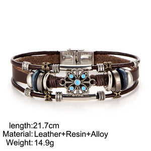 Vintage Flower Bracelets & Bangle Boho Multiple Layers Leather Bracelet Handmade Female Punk Jewelry - Trend Catalog