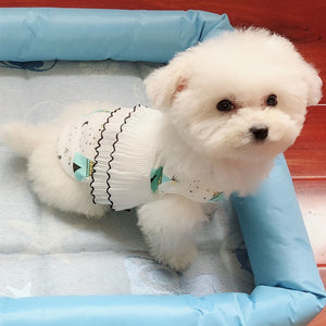 Hot Spring Pet Summer Clothes for Dogs Puppy Cartoon Printing Lace Cute Pet Vest Tshirt for Cat Small Dogs S-XXL