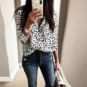 Women Long Sleeve Leopard Blouse V neck Shirt Ladies OL Party Top Dames Streetwear blusas femininas elegante Plus Size - Trend Catalog