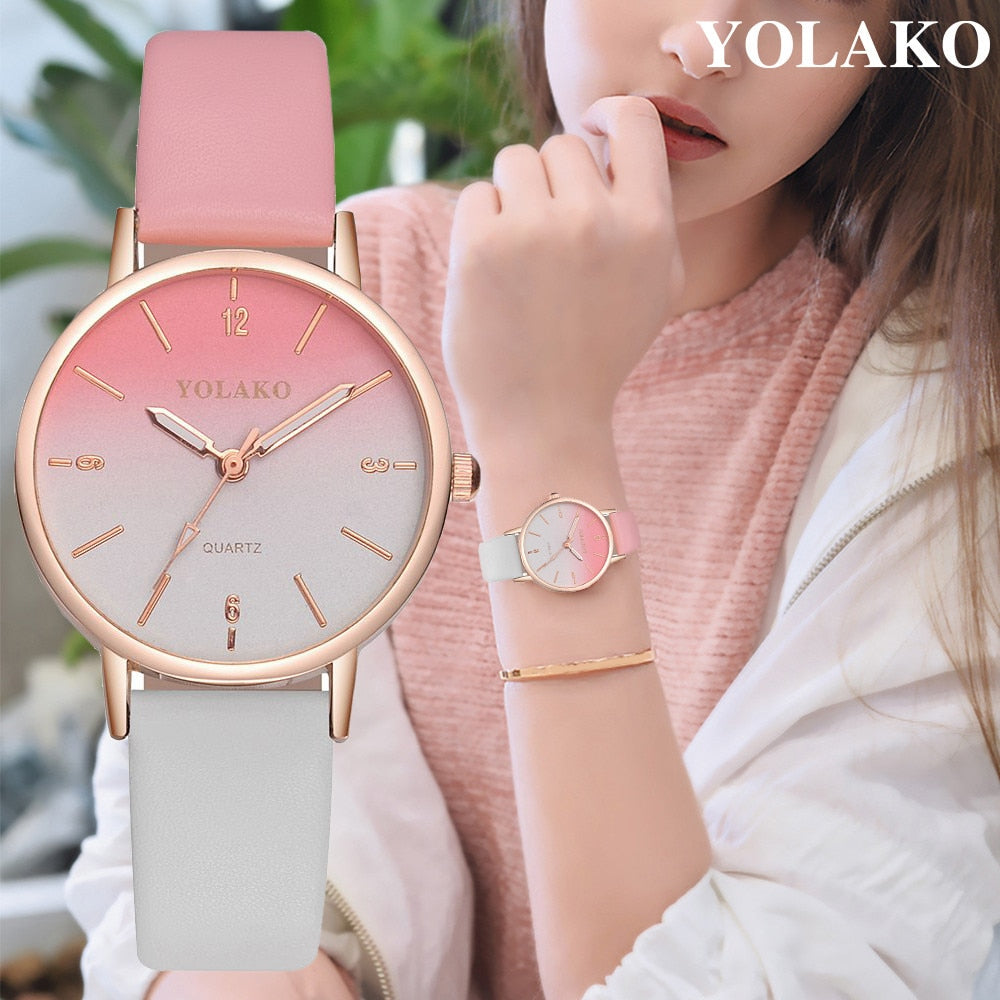 Brand Leather Quartz Women's Watch Ladies Fashion Watch Women Wristwatches Clock relogio feminino masculino W50 - Trend Catalog - 