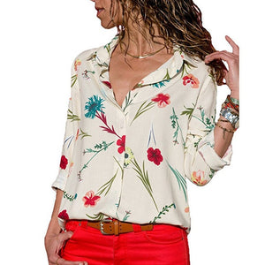 Women Blouses  Fashion Long Sleeve Turn Down Collar Office Shirt Chiffon Blouse Shirt Casual Tops