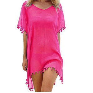 Chiffon Tassels Beach Wear Women Swimsuit Cover Up Swimwear Bathing Suits Summer Mini Dress. Cover up shirt, - Trend Catalog