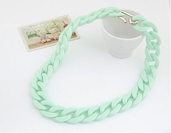 Statement Chunky Long Chain Necklaces For Women Boho Colorful Plastic Chain Choker Necklaces Pendants Fashion Women Jewelry