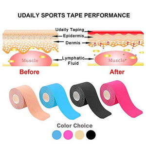 2Size Kinesiology Tape Athletic Tape Sport Recovery Tape Strapping Gym Fitness Tennis Running Knee Muscle Protector Scissor - Trend Catalog - 