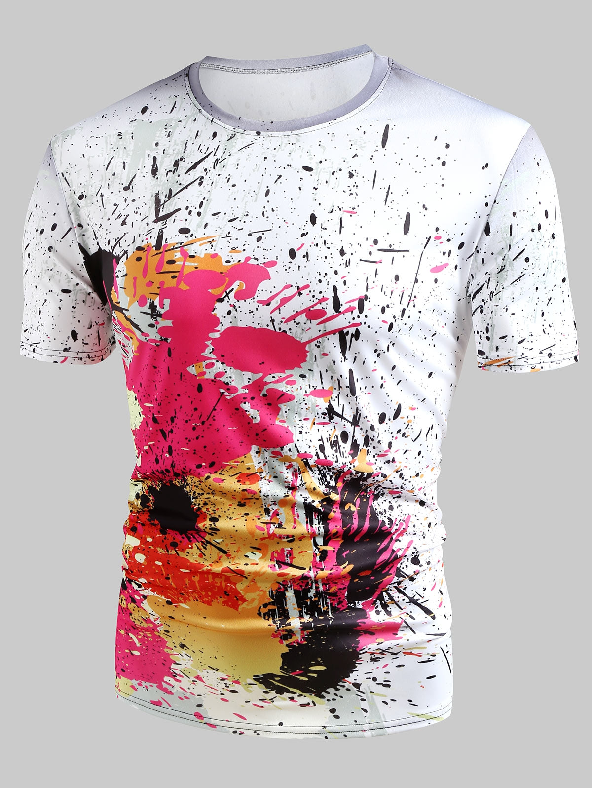 Short Sleeve Paint Splatter Print T-shirt