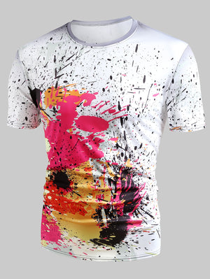 Short Sleeve Paint Splatter Print T-shirt