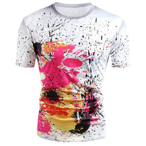 Short Sleeve Paint Splatter Print T-shirt