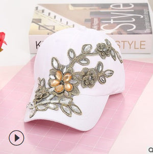 Women's Baseball Cap Diamond Painting Embroidery Flower Denim Snapback Hats Jeans Woman Female Cap Cowboy Summer Sun Hat - Trend Catalog - 