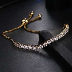 Fashion Round Cubic Zirconia Tennis Adjustable Bracelet Bangle For Women White Gold Color Crystal Bracelets Wedding Jewelry Gift - Trend Catalog