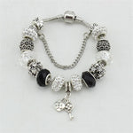 Black and White Beads and Charm Bracelet, Bangles. Silver plated. - Trend Catalog