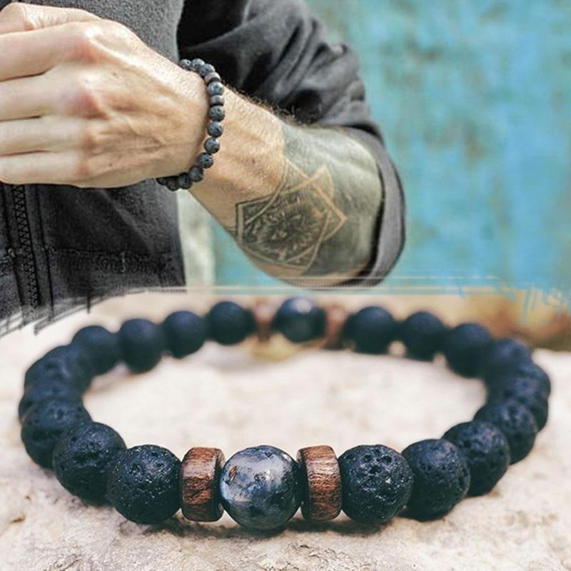 Men Bracelet Natural Moonstone Bead Tibetan Buddha Bracelet Chakra Lava Stone Diffuser Bracelets - Trend Catalog