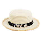 Women's Daisy Flower Rhinestone Inlaid Flat Top Hat Korean Style Spring Summer Straw Hat Beach Sports Hat