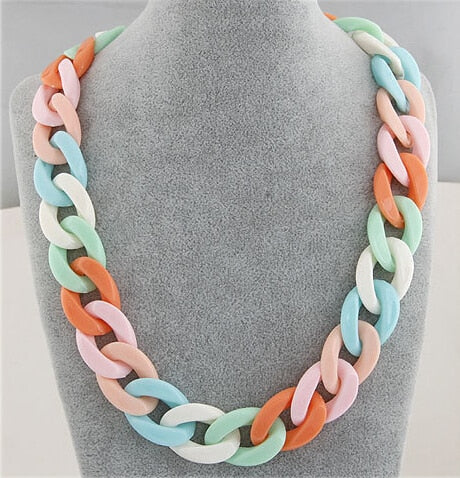 Statement Chunky Long Chain Necklaces For Women Boho Colorful Plastic Chain Choker Necklaces Pendants Fashion Women Jewelry