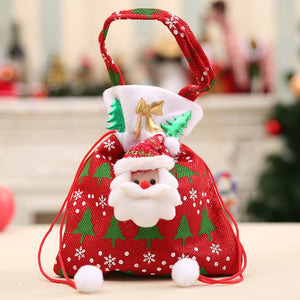 Santa Claus Christmas Decorations For Home Snowman Cloth Gift Bags With Handles For Cookie Candy Drawstring Merry Christmas Bags