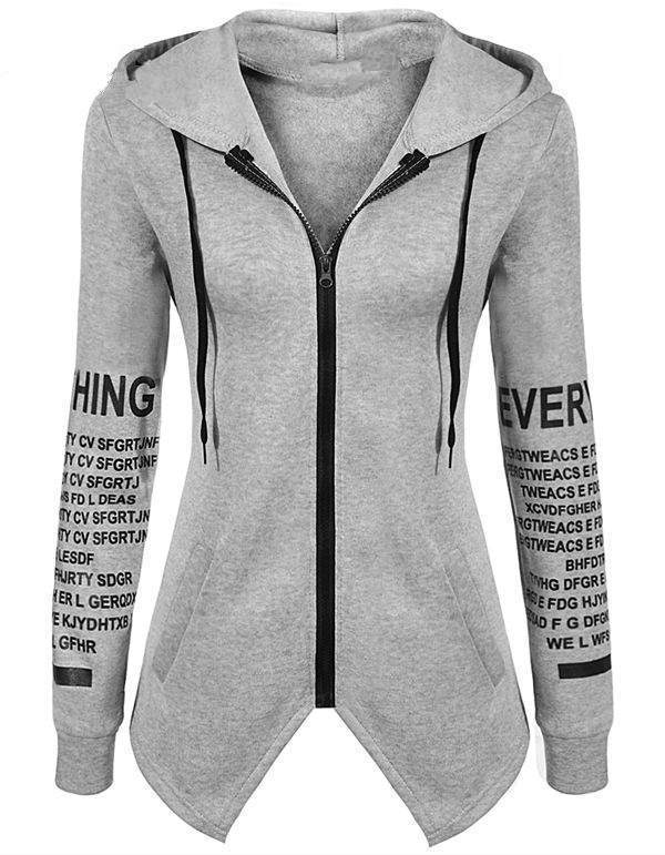 Hoodies sweatshirts letter print pullover harajuku plus size zipper irregular top sportswear - Trend Catalog