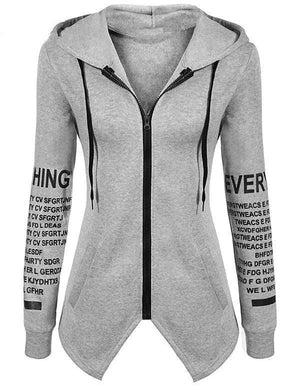 Hoodies sweatshirts letter print pullover harajuku plus size zipper irregular top sportswear - Trend Catalog