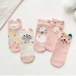 Women Cotton Socks Pink Cute Cat Ankle Socks Short Socks Casual Animal Ear Red Heart Gril Socks 5pairs 35-40 - Trend Catalog