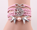 Fashion Infinity Tree flying birds charm Imitation Pearl Leather braid women wrap bracelet Bracelets & Bangles for women jewelry - Trend Catalog - 