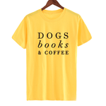 Clothing O-Neck Stylish TeeDogs Books & Coffee T-Shirt Tumblr Letter Dog Harajuku Coffee Lovers Camisetas Tops - Trend Catalog