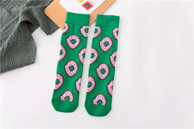 Women Socks Funny Cute Cartoon Fruits Banana Avocado Lemon Egg Cookie Donuts Food Happy Japanese Harajuku skateboard Socks - Trend Catalog