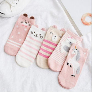 Women Cotton Socks Pink Cute Cat Ankle Socks Short Socks Casual Animal Ear Red Heart Gril Socks 5pairs 35-40 - Trend Catalog