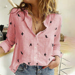 Women's Birds Print Shirts 35% Cotton Long Sleeve Female Tops 2020 Spring Summer Loose Casual Office Ladies Shirt Plus Size 5XL - Trend Catalog