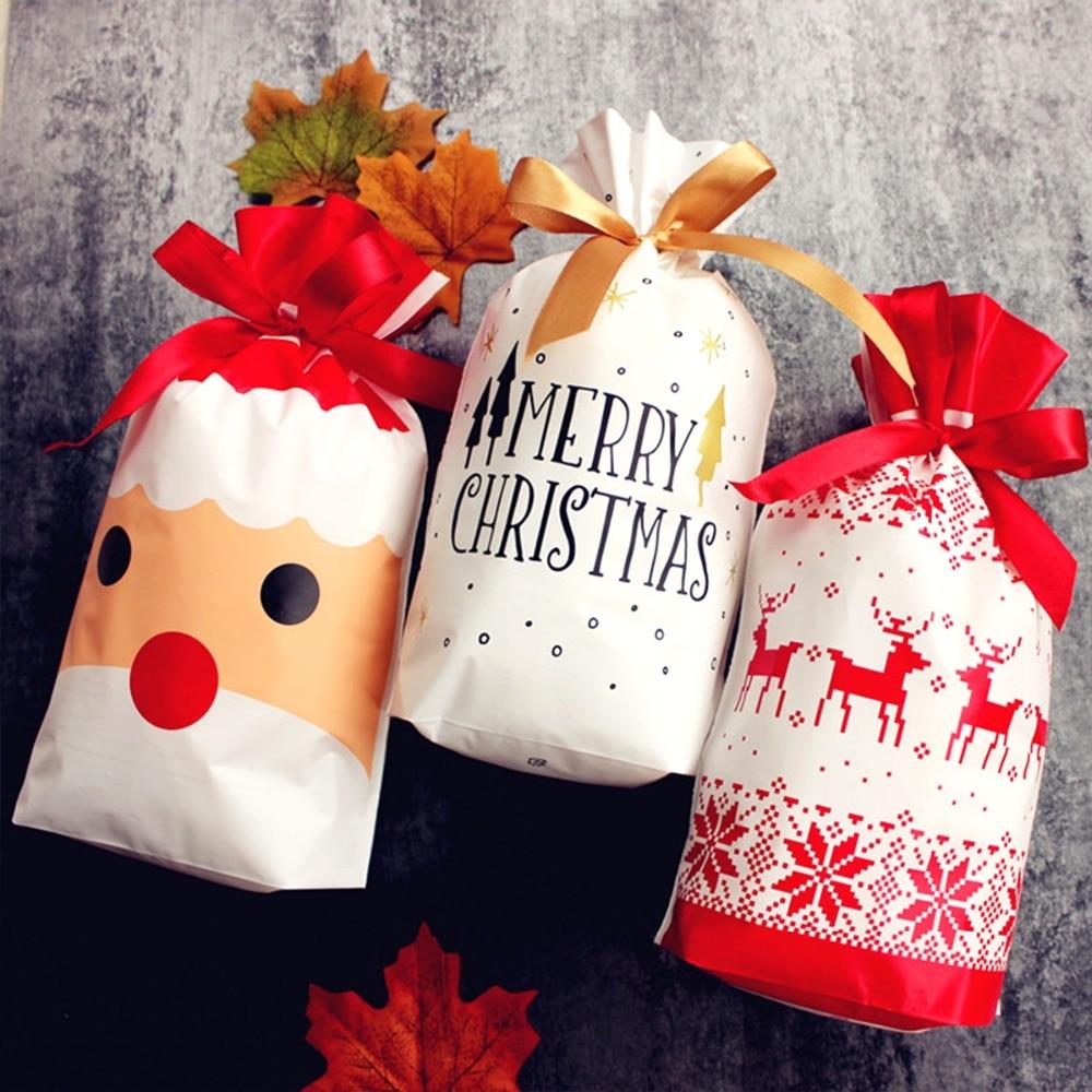 10pcs Merry Christmas Gift Bags Santa Claus Xmas Tree Packing Bags Happy New Year 2019 Christmas Candy Bags Navidad 2018 - Trend Catalog