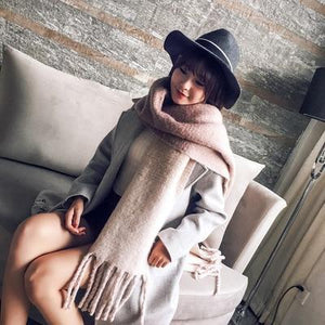 Mingjiebihuo Korean new fashion long scarf shawl female autumn and winter new color mixed wild warm thick fringed scarf - Trend Catalog