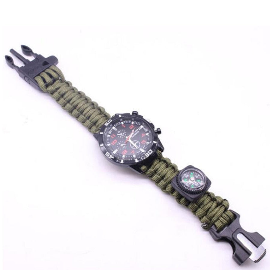 Military Outdoor Paracord Survival Bracelet Compass 6 In 1 Fire Watch Bileklik Erkek Whistle Buckle Safety Climbing Rope Lanyard - Trend Catalog - 