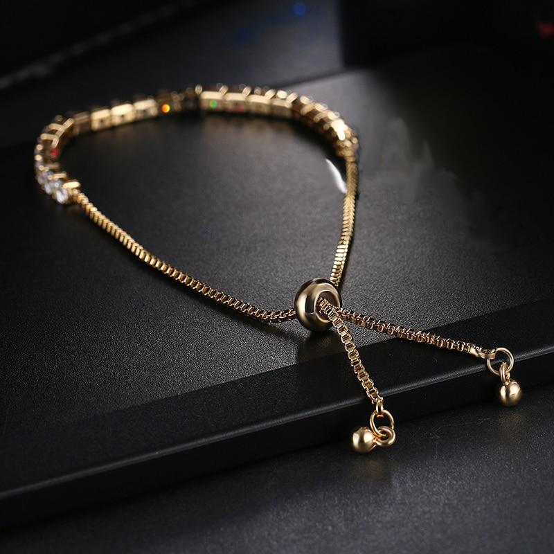 Fashion Round Cubic Zirconia Tennis Adjustable Bracelet Bangle For Women White Gold Color Crystal Bracelets Wedding Jewelry Gift - Trend Catalog