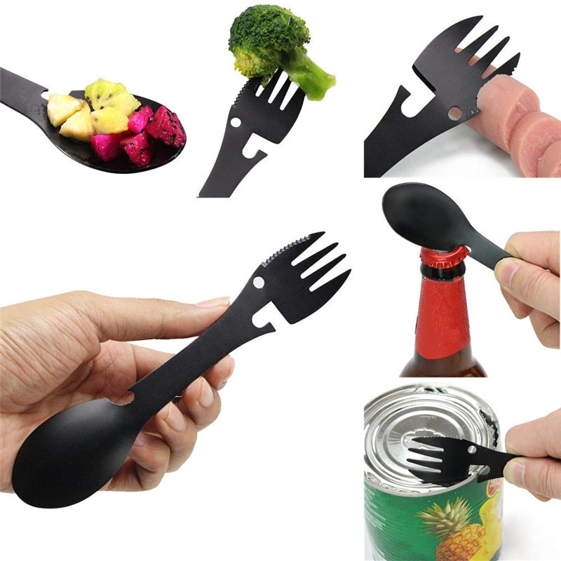 Multifunctional Camping Cookware Spoon Fork Bottle Opener Portable Tool Safety Survival - Trend Catalog - 