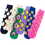 Women Socks Funny Cute Cartoon Fruits Banana Avocado Lemon Egg Cookie Donuts Food Happy Japanese Harajuku skateboard Socks - Trend Catalog