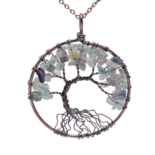 Crystal Natural Stone Tree Necklace