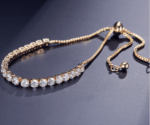 Fashion Round Cubic Zirconia Tennis Adjustable Bracelet Bangle For Women White Gold Color Crystal Bracelets Wedding Jewelry Gift - Trend Catalog