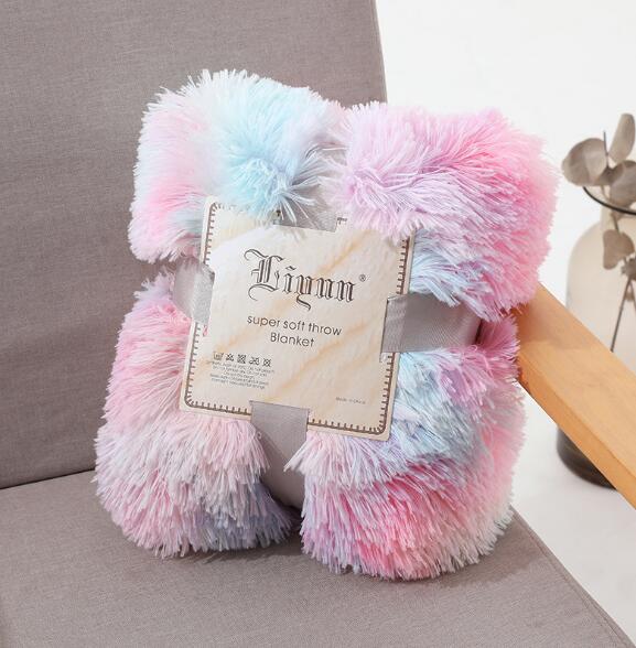 Rainbow Plush Super Soft Blanket Colorful Bedding Sofa Cover. Fuzzy Warm Throw Cozy Couch Blanket for Winte - Trend Catalog - 