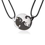 Rinhoo Couples Jewelry Necklaces Black white Couple Necklace Titanium Steel animal cat Pendants Necklace-in Pen