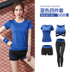 5 pieces sets coat+t shirt+bra+shorts+leggings women yoga clothing quick dry outdoor sports running fitness gym ropa deportiva - Trend Catalog