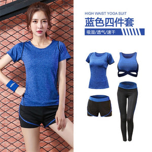 5 pieces sets coat+t shirt+bra+shorts+leggings women yoga clothing quick dry outdoor sports running fitness gym ropa deportiva - Trend Catalog