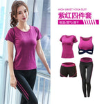 5 pieces sets coat+t shirt+bra+shorts+leggings women yoga clothing quick dry outdoor sports running fitness gym ropa deportiva - Trend Catalog