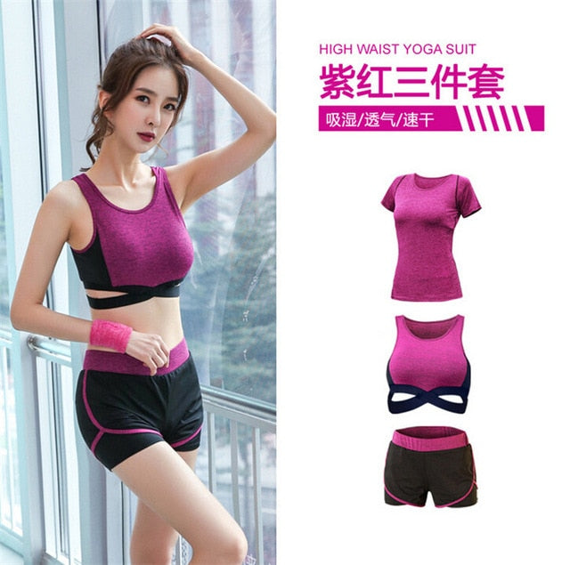 5 pieces sets coat+t shirt+bra+shorts+leggings women yoga clothing quick dry outdoor sports running fitness gym ropa deportiva - Trend Catalog