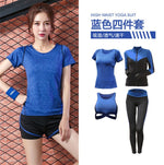 5 pieces sets coat+t shirt+bra+shorts+leggings women yoga clothing quick dry outdoor sports running fitness gym ropa deportiva - Trend Catalog