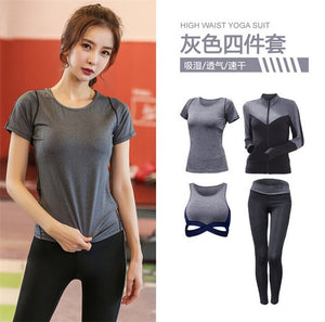 5 pieces sets coat+t shirt+bra+shorts+leggings women yoga clothing quick dry outdoor sports running fitness gym ropa deportiva - Trend Catalog